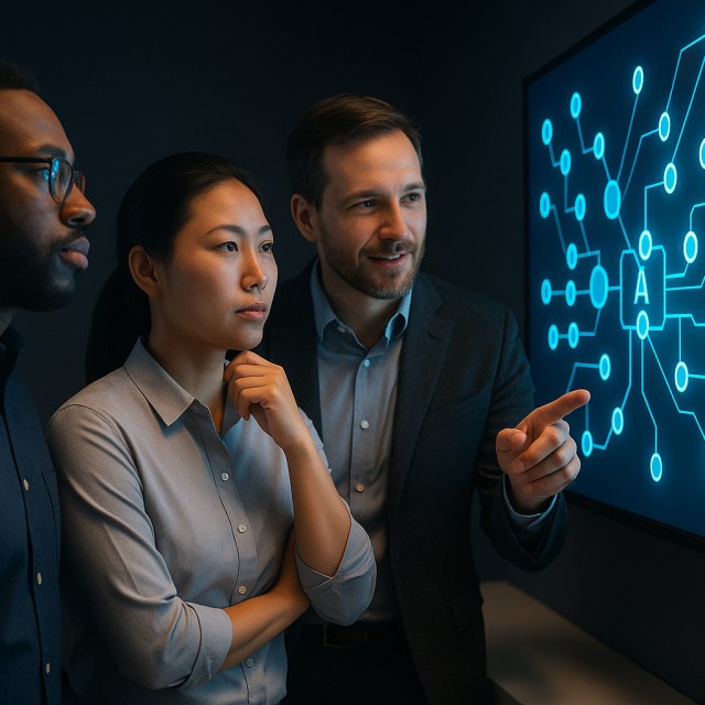 SynoForce engineers collaborating on an AI workflow